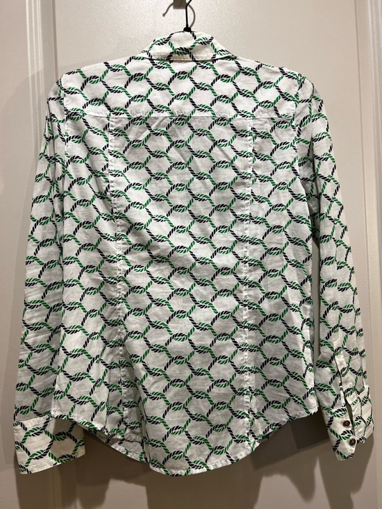 Tory Burch Rope Print Button Down Shirt Size 4 - Picture 3 of 6